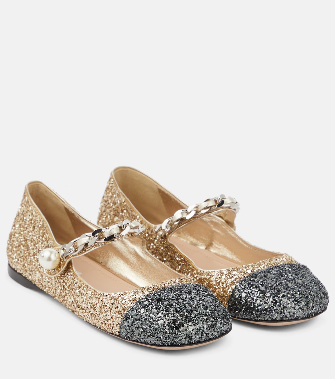 Балетки с блестками Miu Miu, Pirite+Ardesia