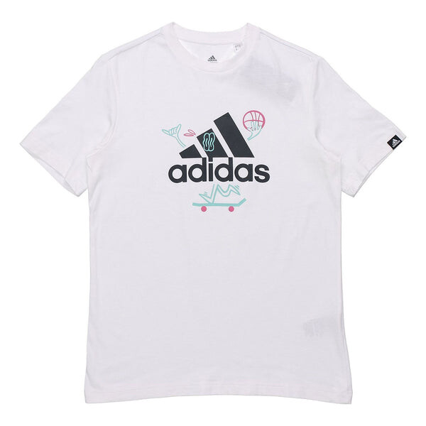 

Футболка с логотипом и рисунком для спорта мужские Adidas, белый