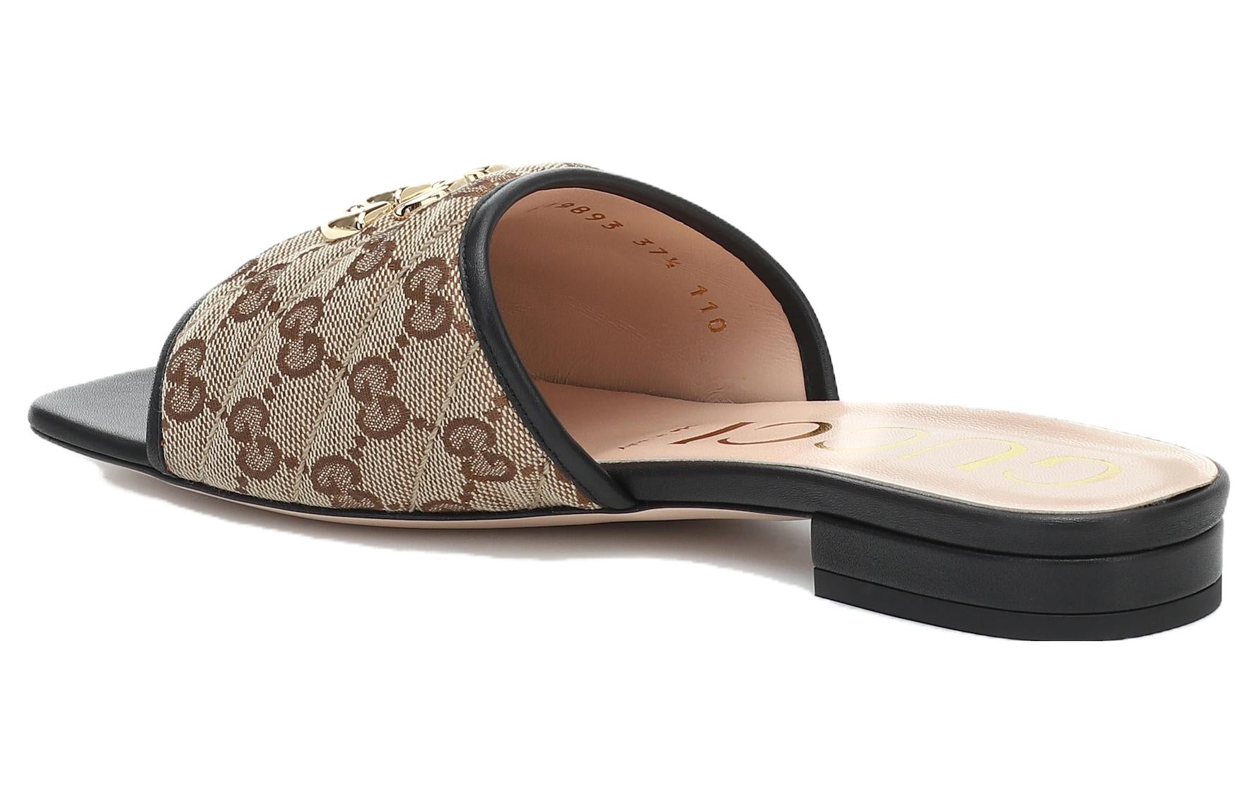 Сандалии (WMNS) Gucci Double g Canvas Slippers Ebony 619893-KQWM0-9765 — фото 3