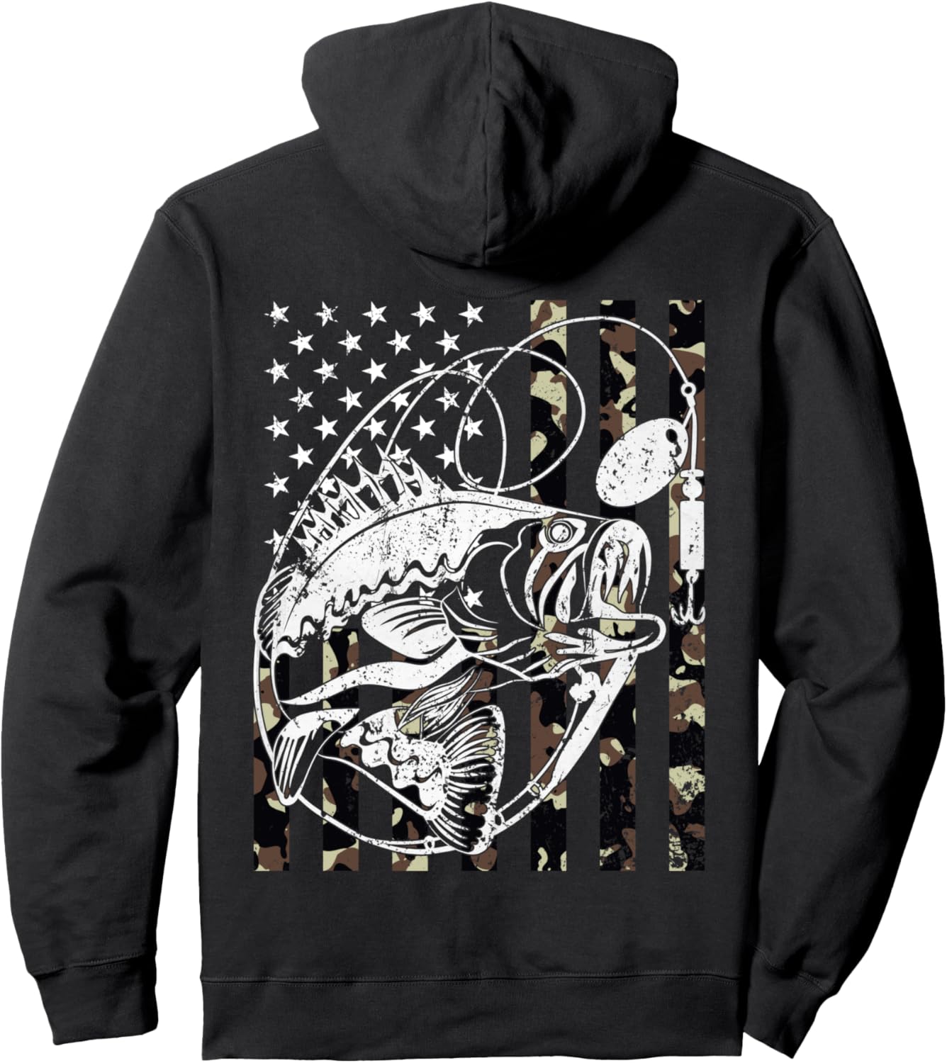 

Американский флаг, рыба, рыбацкая толстовка с изображением рыбака Fishing American Flag Camouflage, Fish, Fisherman, черный