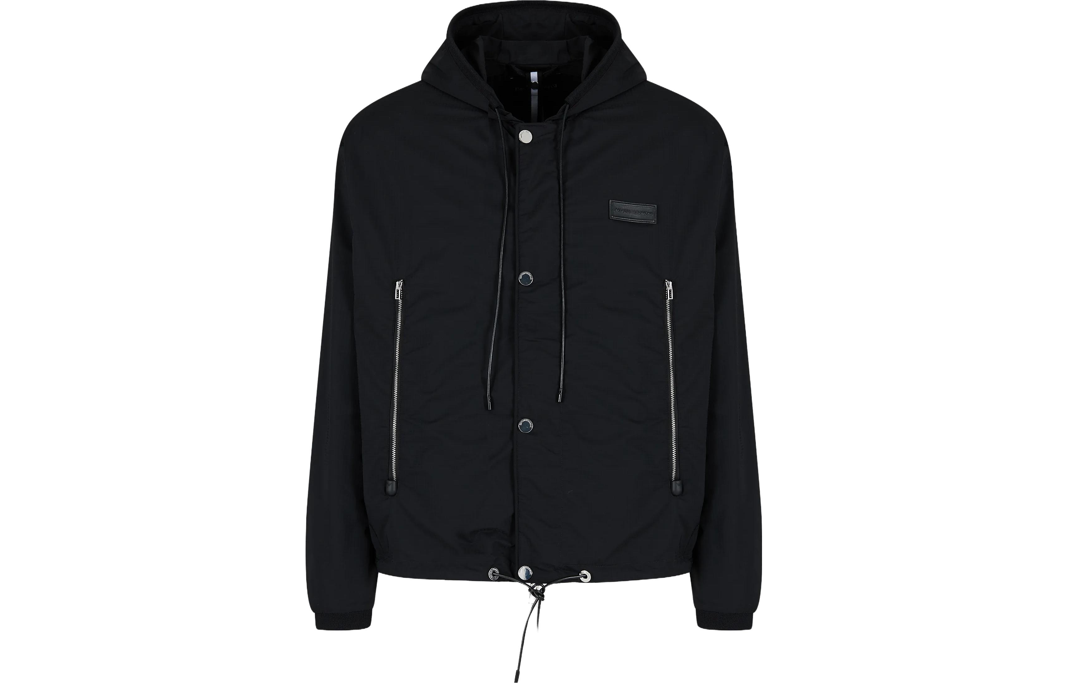 

Куртка с капюшоном и логотипом EMPORIO ARMANI, черная, Черный, Куртка с капюшоном и логотипом EMPORIO ARMANI, черная