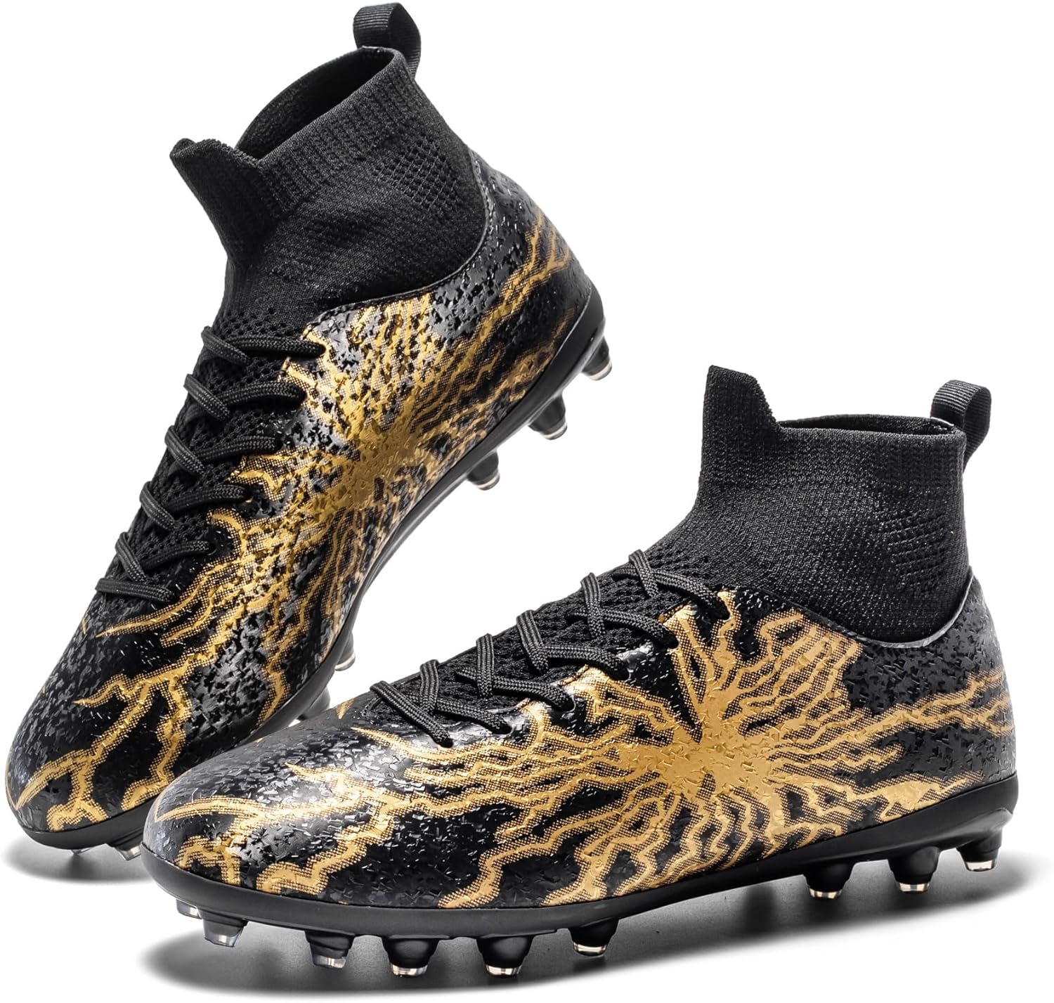 

Футбольные бутсы для мужчин и женщин, высокие кроссовки с шипами для молодежи, больших мальчиков, легкие профессиональные тренировочные кроссовки для игры на газоне и на открытом воздухе Hrjr, черный