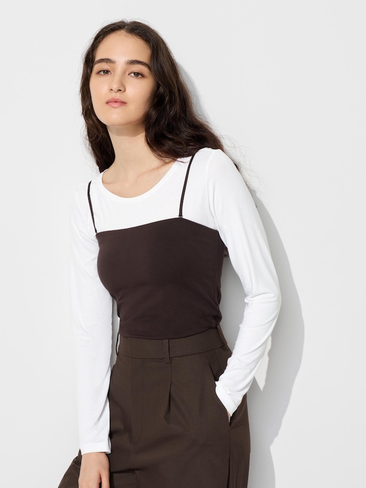 

Футболка airism из смесового шелка и круглым вырезом Uniqlo, белый