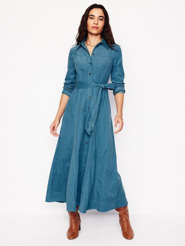 

Вельветовое платье-рубашка тесс Boden, цвет Duck Egg Blue