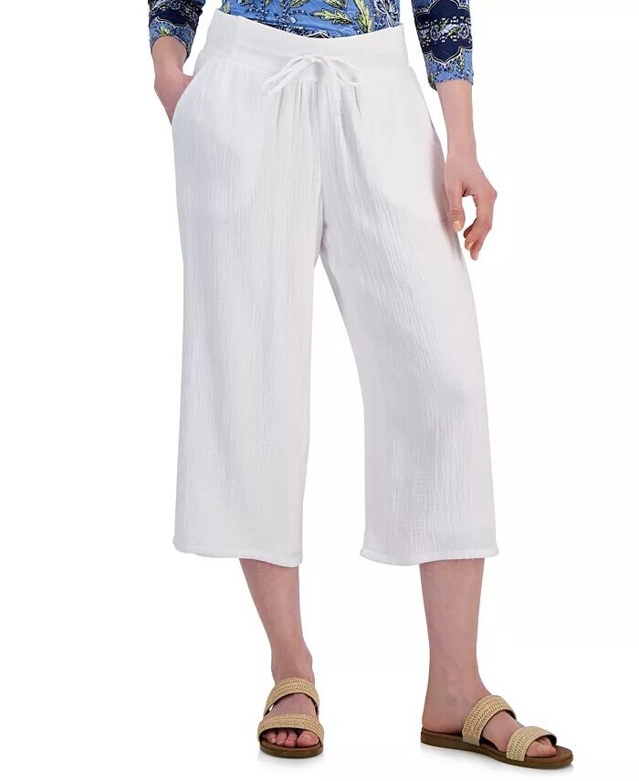

Женские укороченные брюки из марли JM Collection, белый