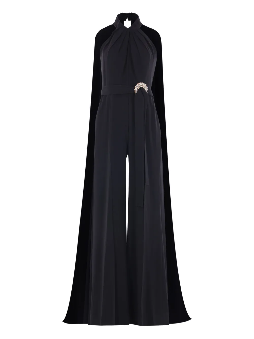 

Комбинезон с драпировкой на спине и пряжкой с украшением Elie Saab, черный