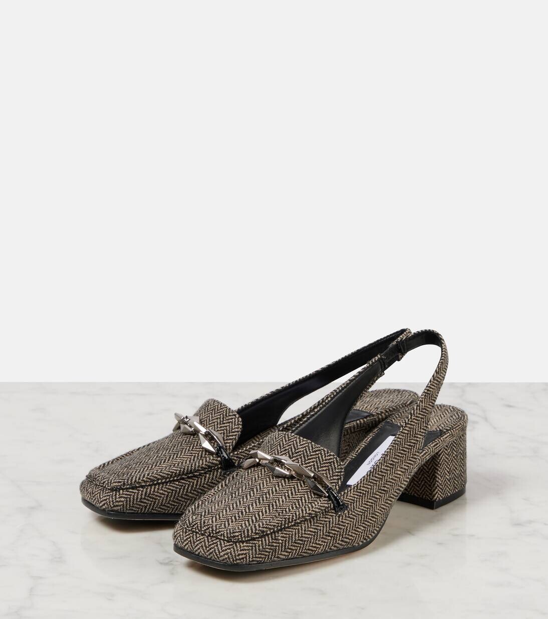 Туфли-лодочки Diamond Tilda 45 с открытой пяткой Jimmy Choo, цвет black/bamboo — фото 4