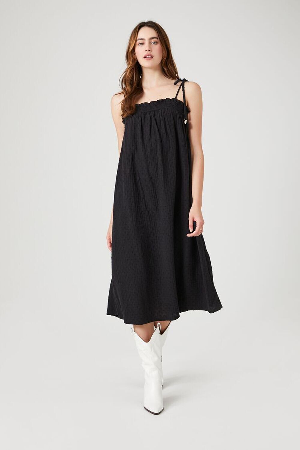 

Платье миди прямого кроя с завязками на бретелях Forever 21, черный