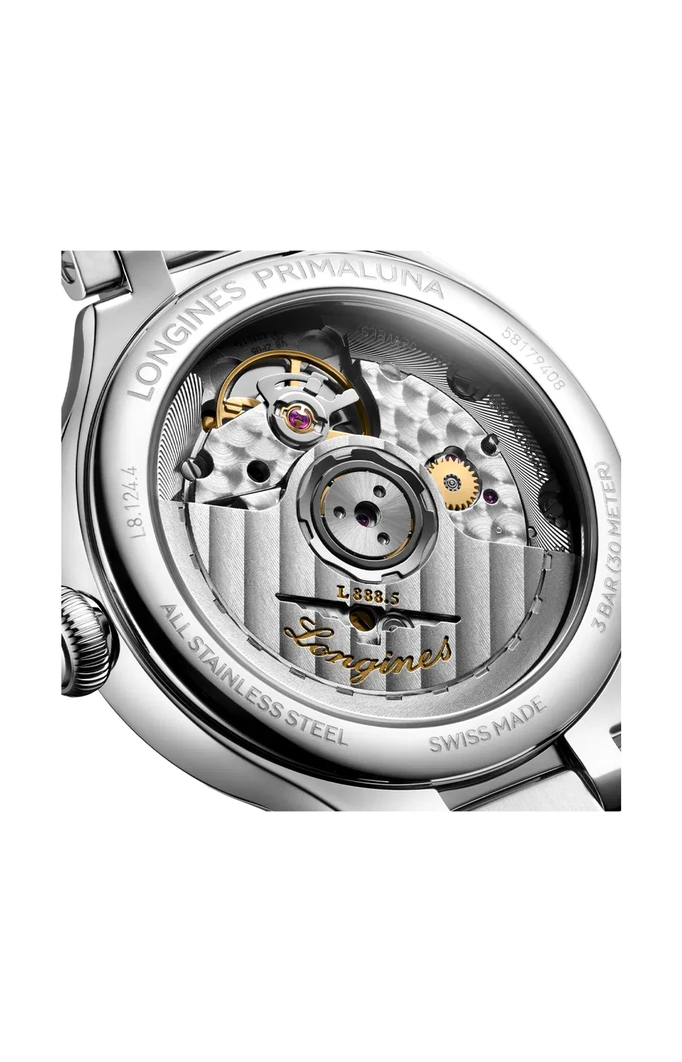 Лонжин Прималуна - L8.124.4.87.6 LONGINES, серебряный — фото 3