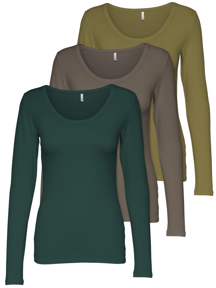 

Лонгслив ONLY 3er-Set Basic Langarmshirt, цвет Mix8 TG/GM/WA
