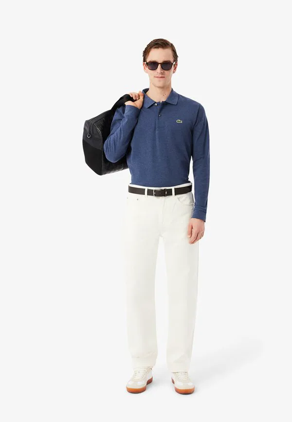 Рубашка поло Lacoste L1313, мужская, длинный рукав, однотонная, Bleu Chine — фото 2