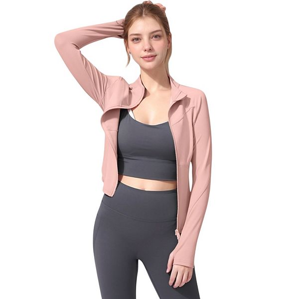 

Женская активная куртка с длинным рукавом и молнией на всю длину, slim fit и высоким воротником Anna-Kaci, Mauve Pink