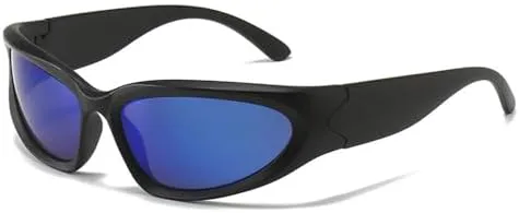 

Панк-очки 2027 года для женщин и мужчин, зеркальные спортивные солнцезащитные очки в винтажном стиле, мужские солнцезащитные очки UV400 MTZJH, Black Blue