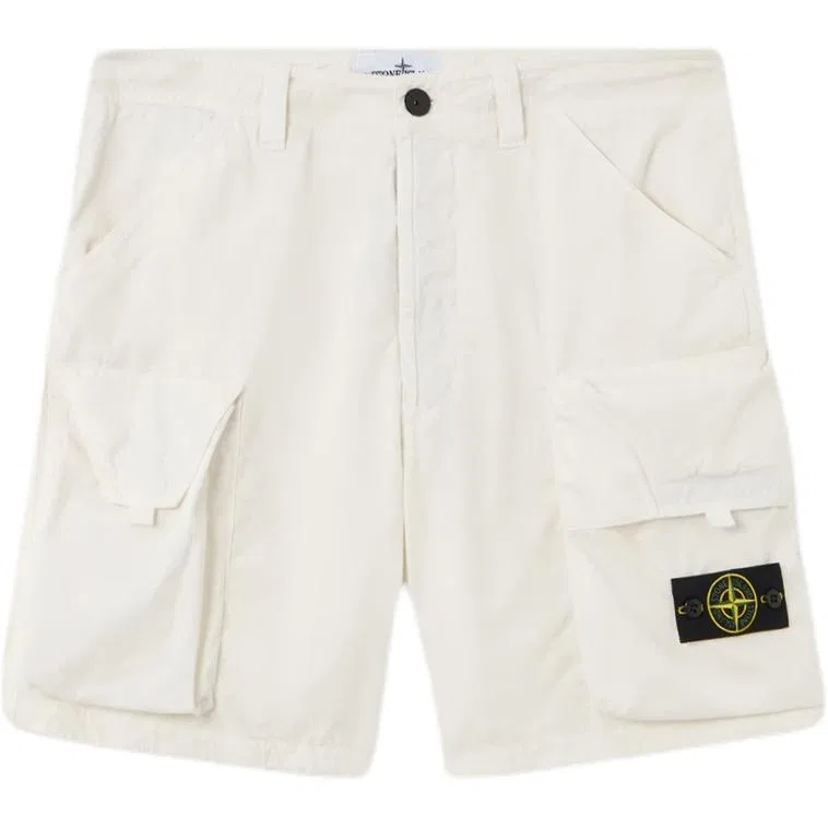 Шорты карго с патчем логотипа STONE ISLAND, Ivory White