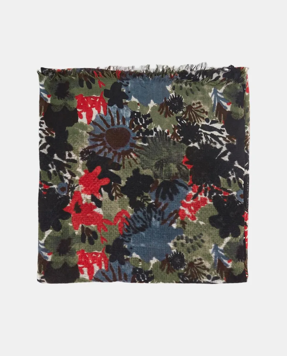 

Шерстяной платок с черным цветочным узором Abbacino, черный
