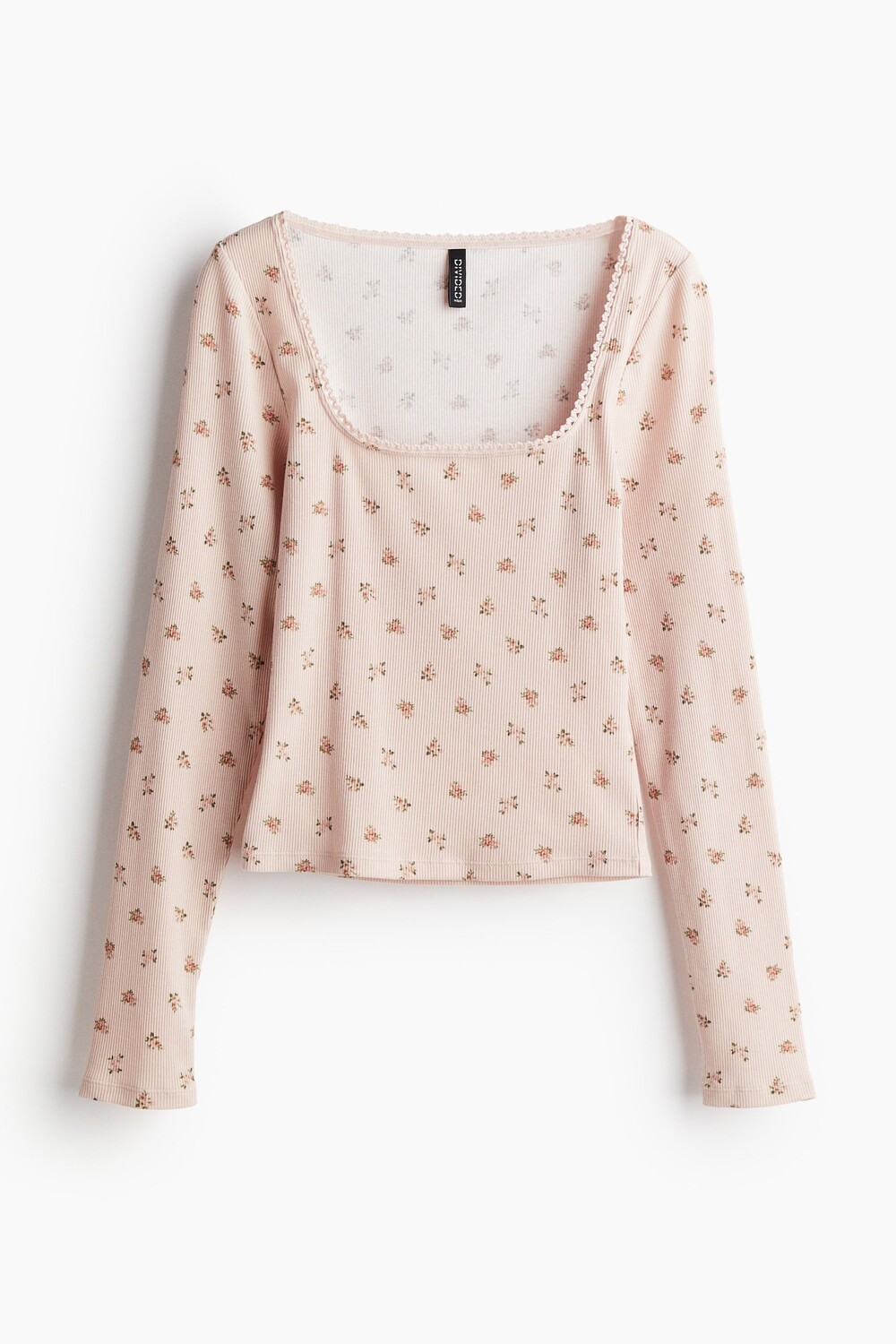 

Хлопковый топ с отделкой пико H&M, розовый