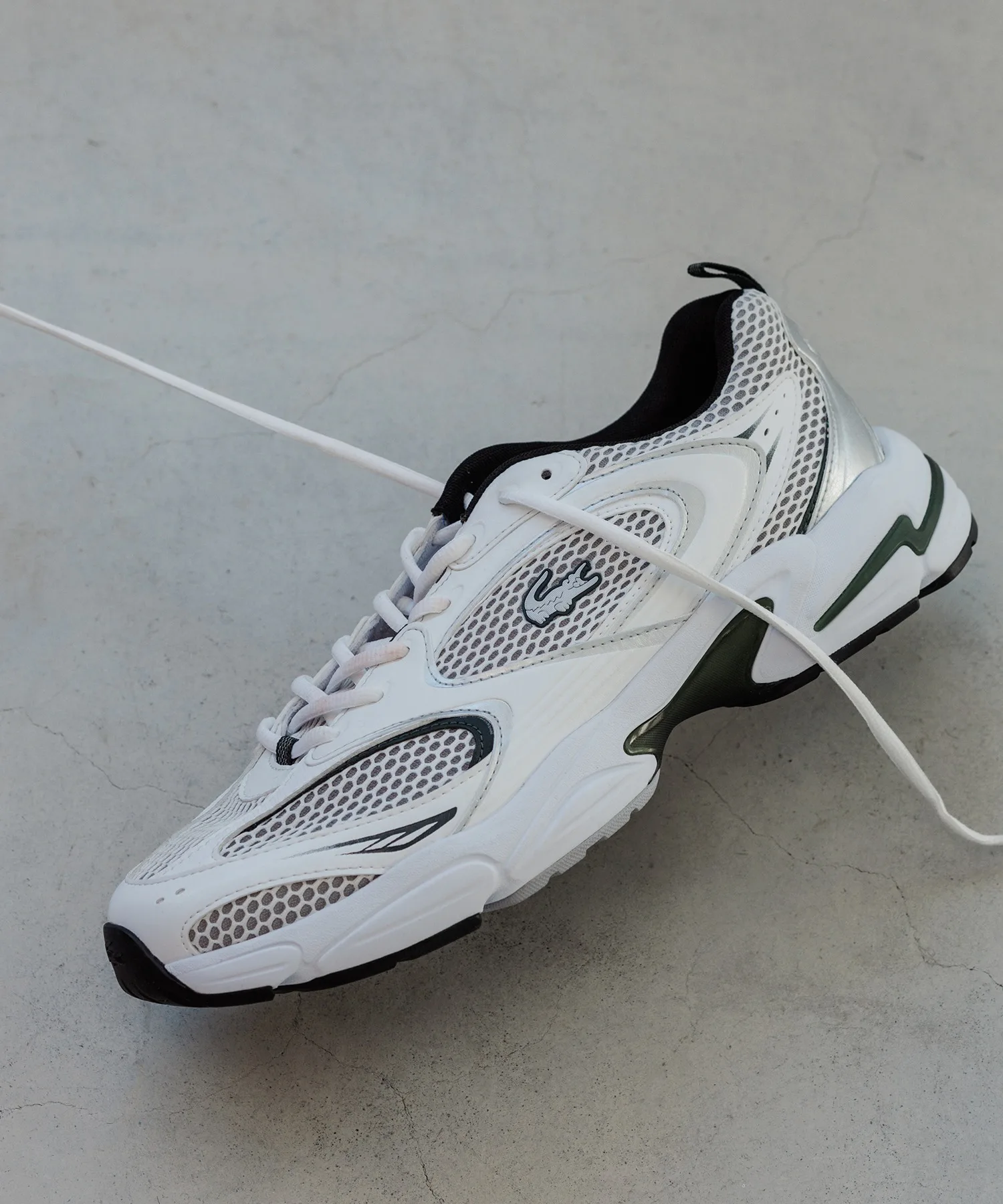 Мужские кроссовки LACOSTE STORM 96 2K с сеткой и синтетической кожей белые — фото 2