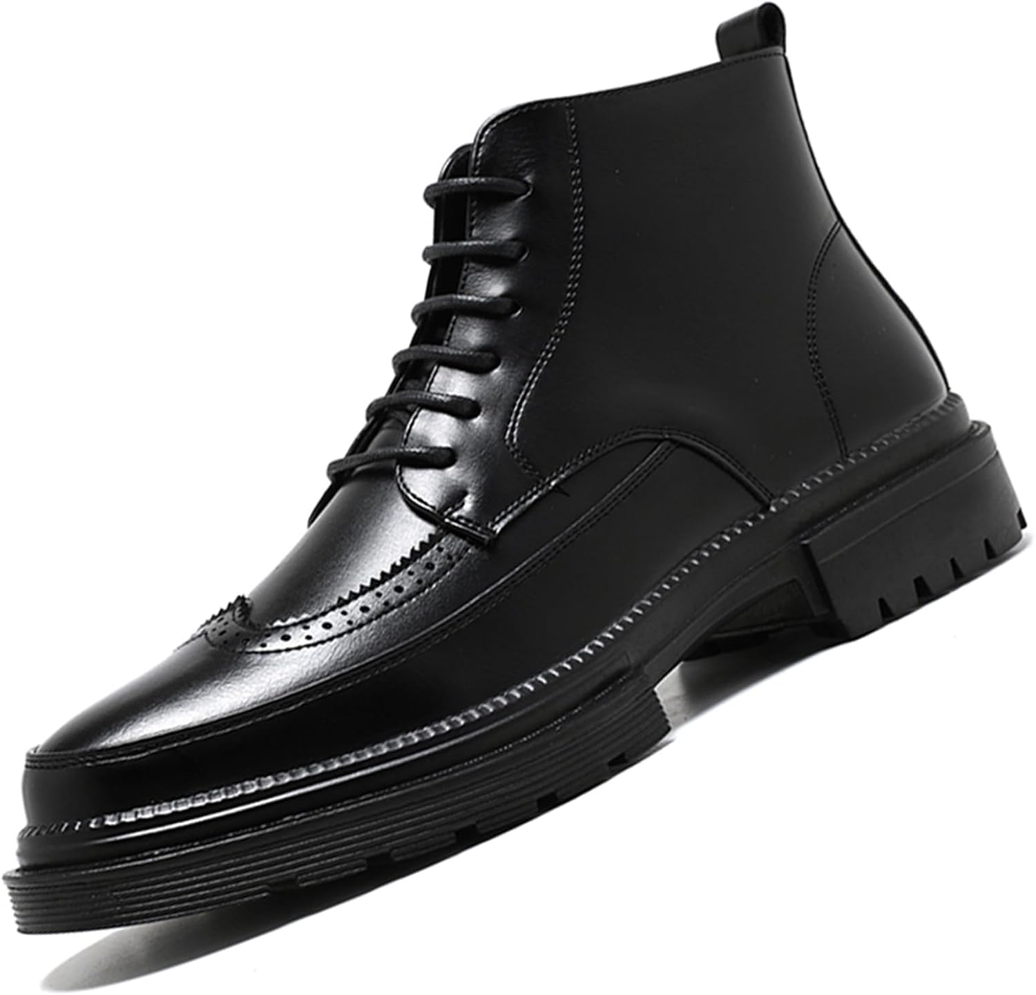 

Мужские ботинки GEZYKAO Brogue Wingtip из натуральной кожи, деловые оксфорды, модные повседневные ботинки Чакка на щиколотке, средний верх, черный