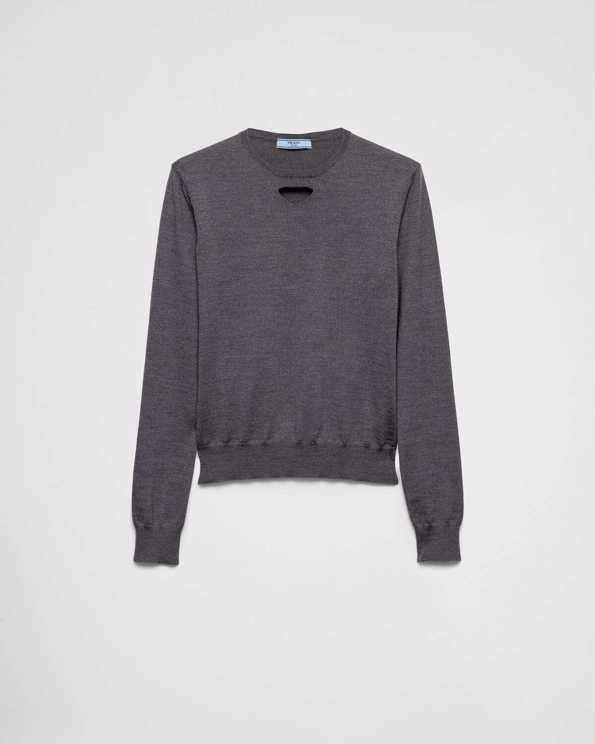 

Шерстяной свитер с круглым вырезом Prada, серый