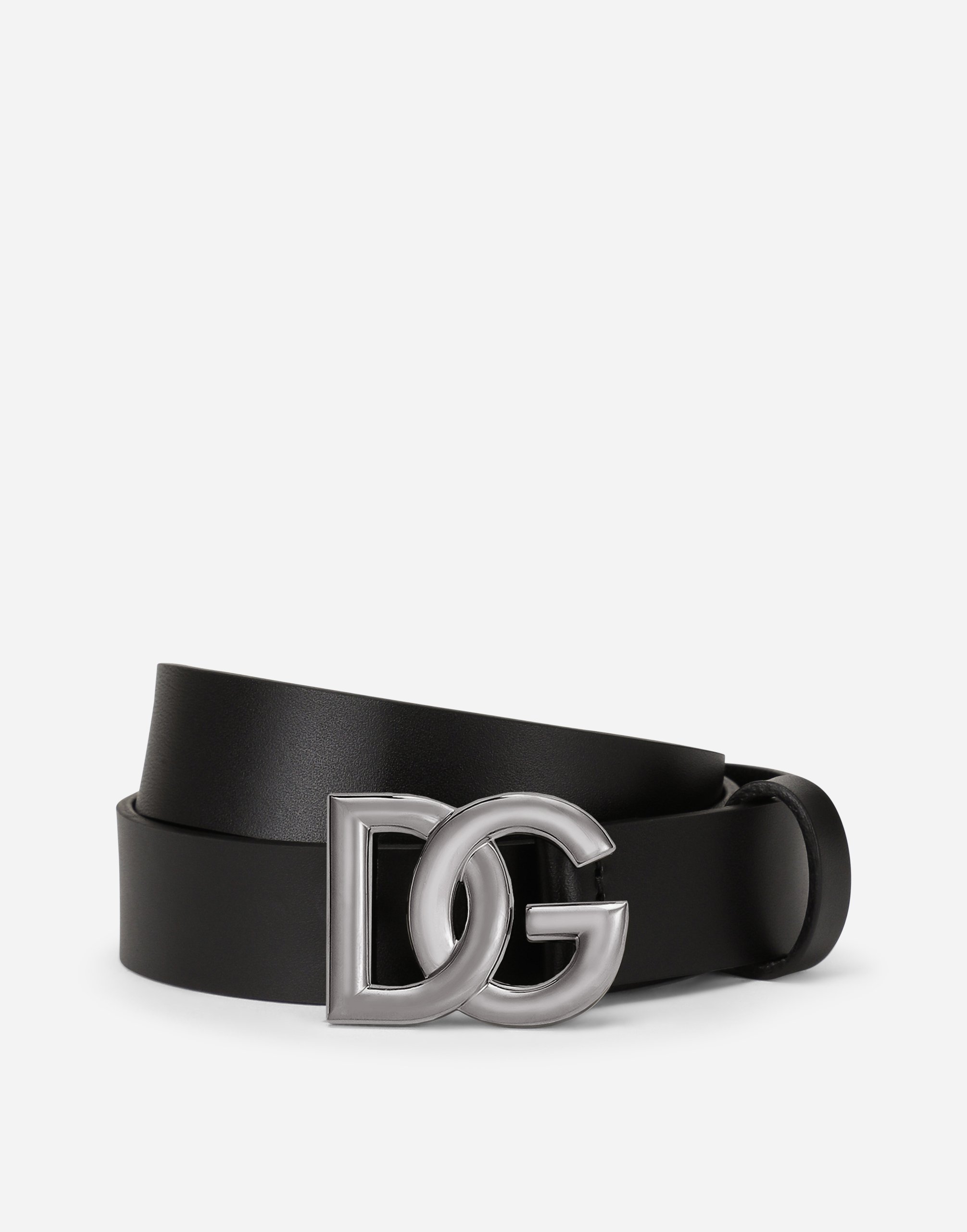 Роскошный кожаный ремень с пряжкой в виде перекрещенного логотипа dg Dolce & Gabbana, черный