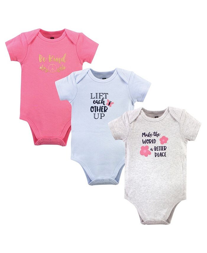 

Хлопковые боди для маленьких девочек, комплект из 3 штук Be Kind Hudson Baby, розовый