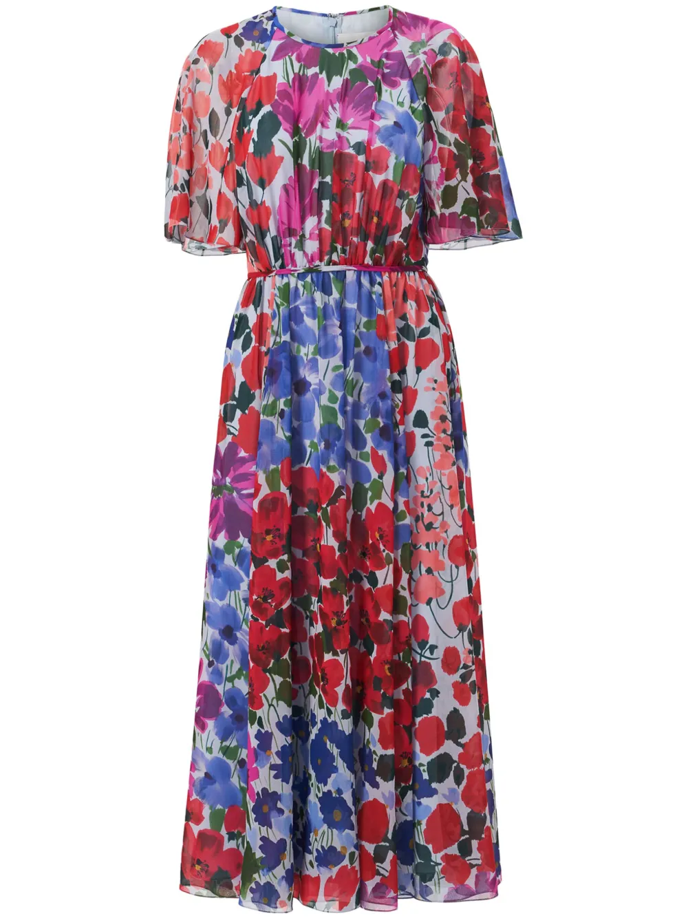 

Платье миди со сборками и принтом Jardin Carolina Herrera, красный