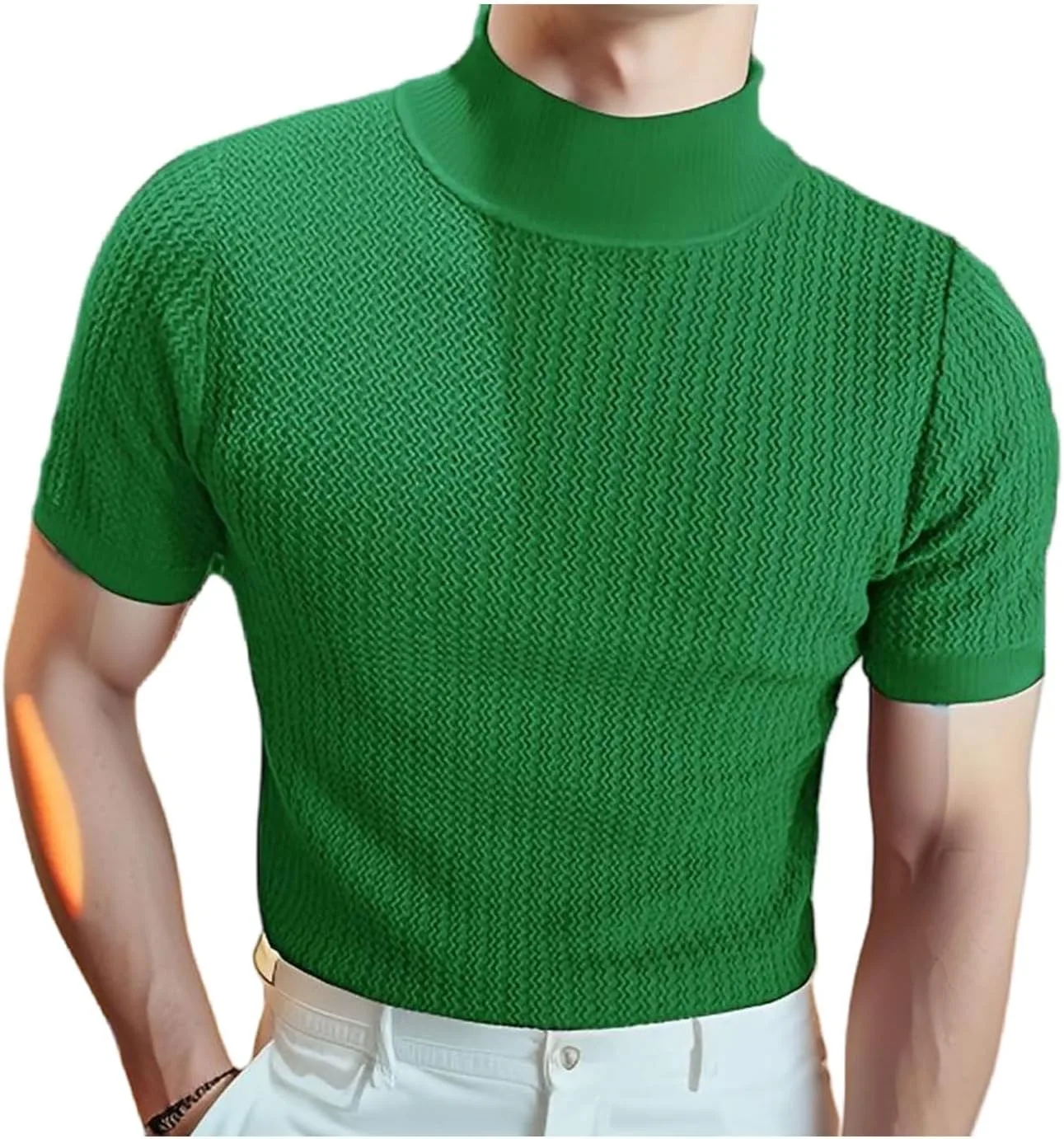 

Мужская футболка с коротким рукавом, воротник-стойка, Slim Fit, Water Ripples QRBNFRDE