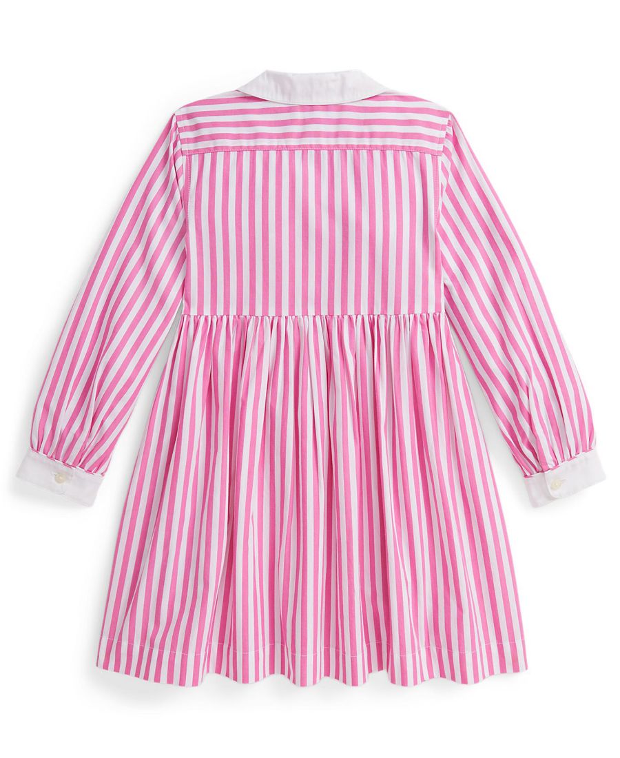 Платье-рубашка в полоску с длинными рукавами для девочек (2T-6X) Polo Ralph Lauren, Desert Pink/White — фото 2