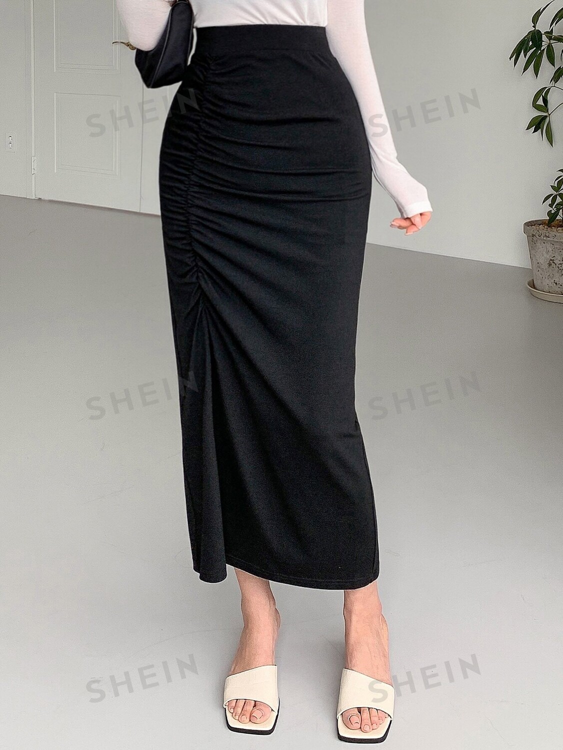 

Юбка, однотонная, плиссированная, с завышенной талией Dazy, черный