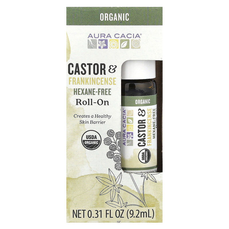 Aura Cacia, Roll-On, касторовое масло и ладан, 9,2 мл (0,31 жидк. Унции) — фото 2