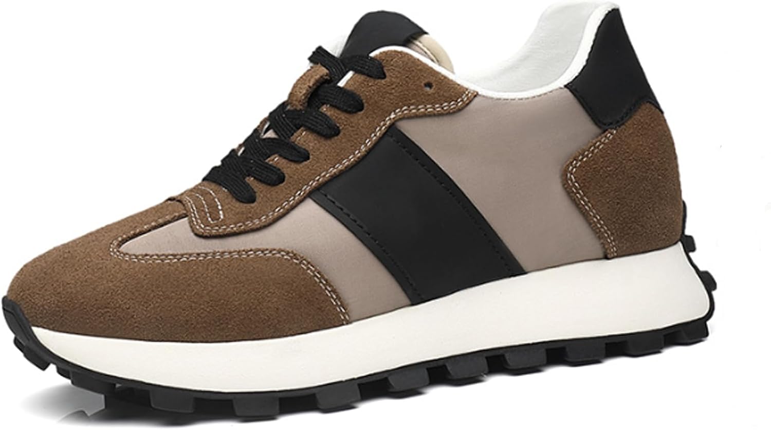 

Мужские повседневные кроссовки широкого размера, модные кроссовки на шнурках, комфортные, с противоскользящей резиновой подошвой для бега и походов Generic, коричневый