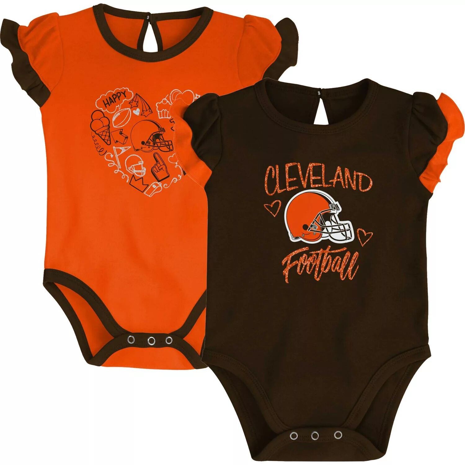 

Коричневый/оранжевый комплект боди для новорожденных и младенцев Cleveland Browns Too Much Love из двух частей Outerstuff