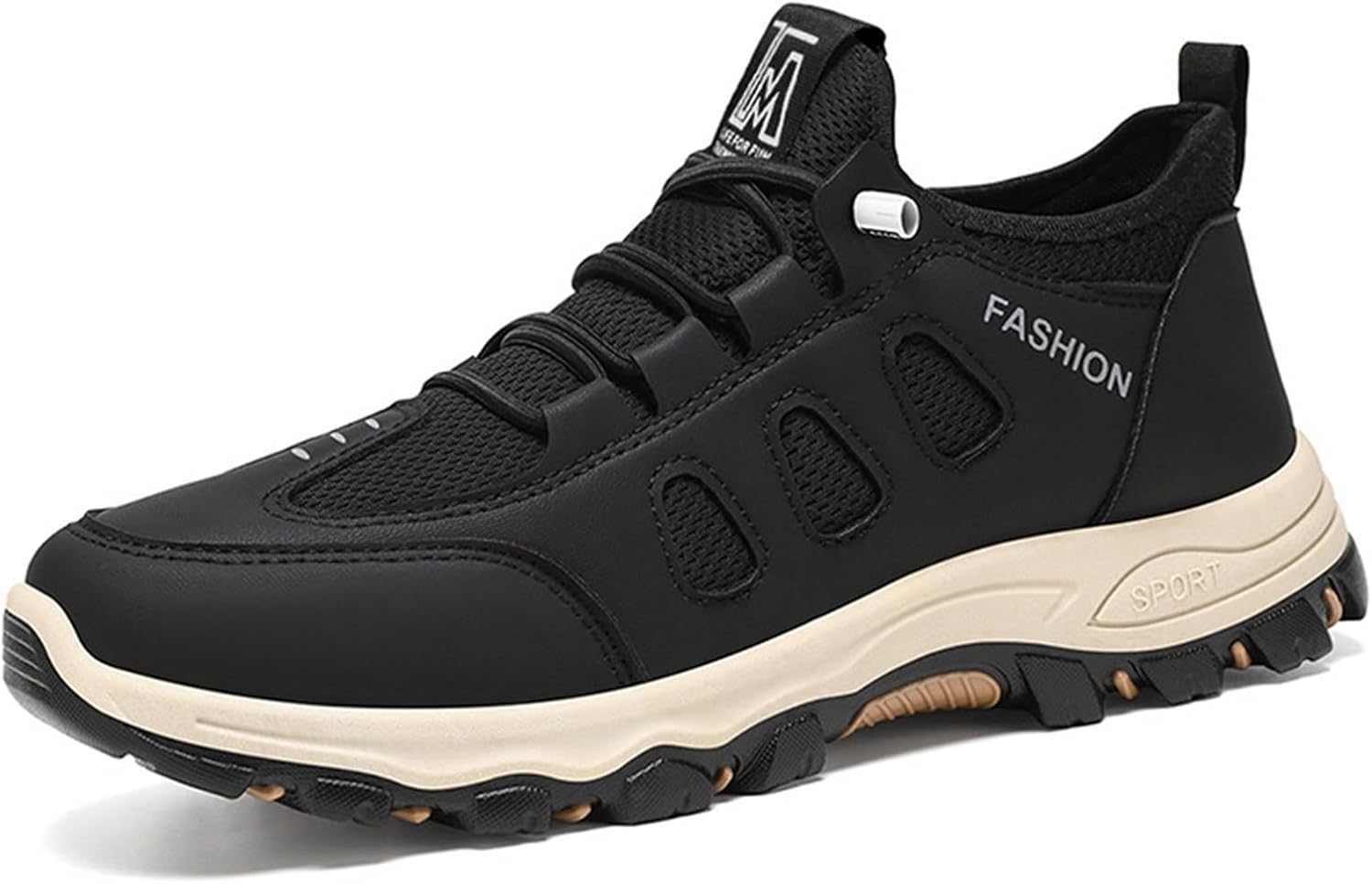 

Мужские модные кроссовки на шнуровке, легкие беговые кроссовки, дышащие походные кроссовки, повседневные кроссовки с круглым носком, обувь для прогулок и работы Generic, черный