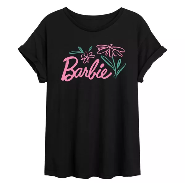 

Футболка Juniors с принтом цветов оверсайз Barbie, черный