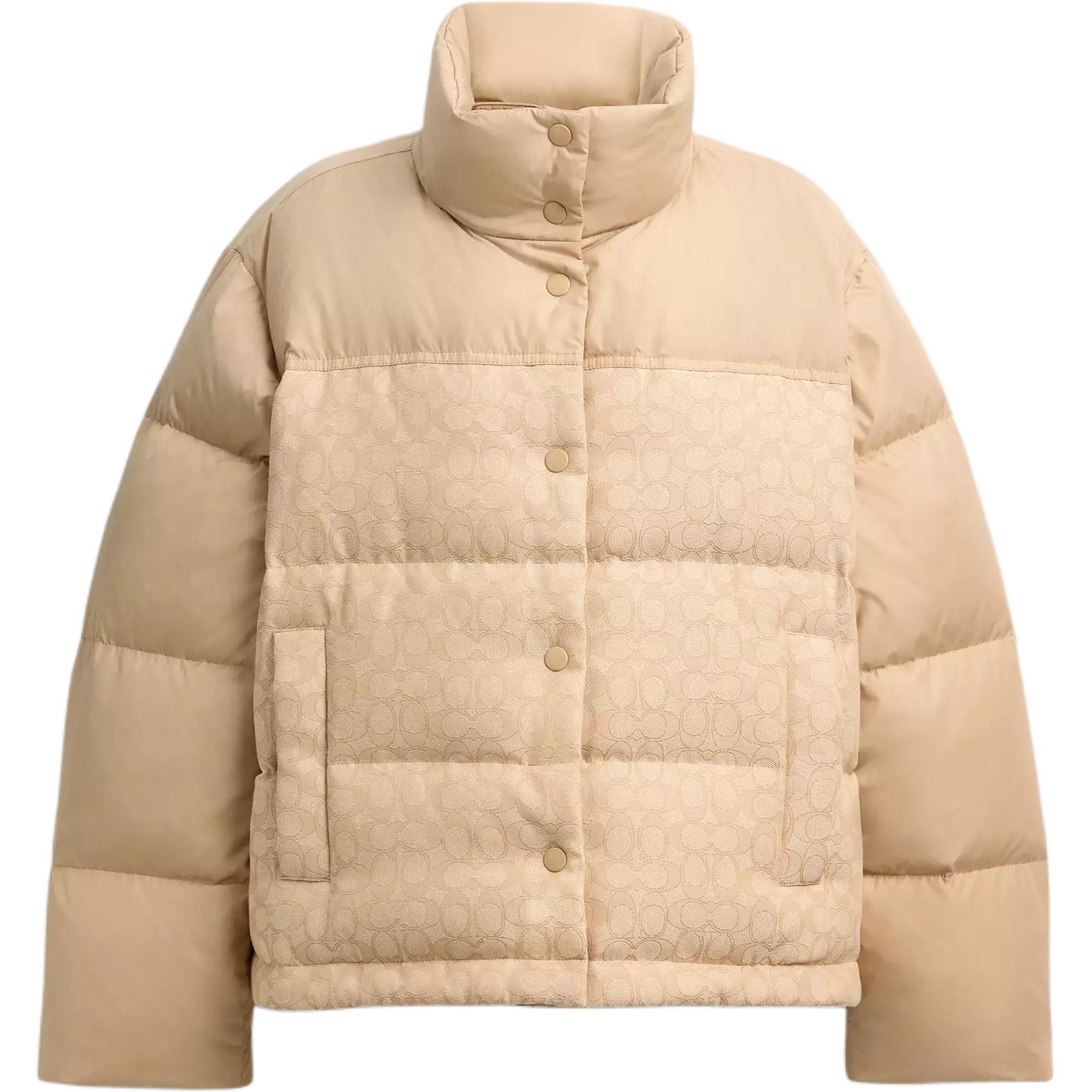 

Coach Пуховая куртка женская, светло-хаки, с воротником-стойкой, на флисовой подкладке, другие