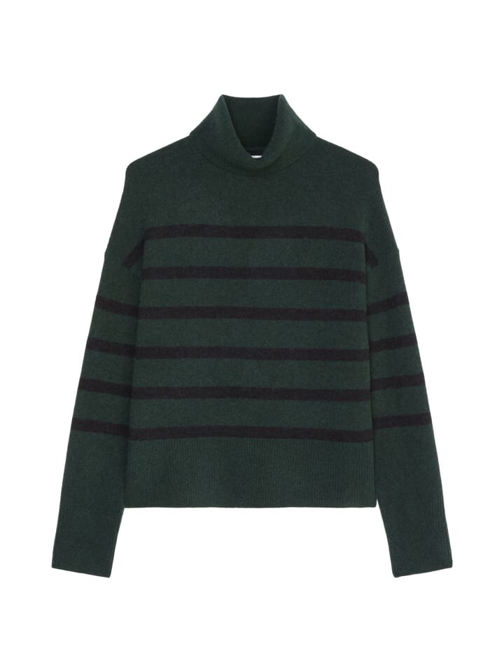 

Пуловер Marc O'Polo DENIM Gestreifter Rollkragen loose, цвет dark green