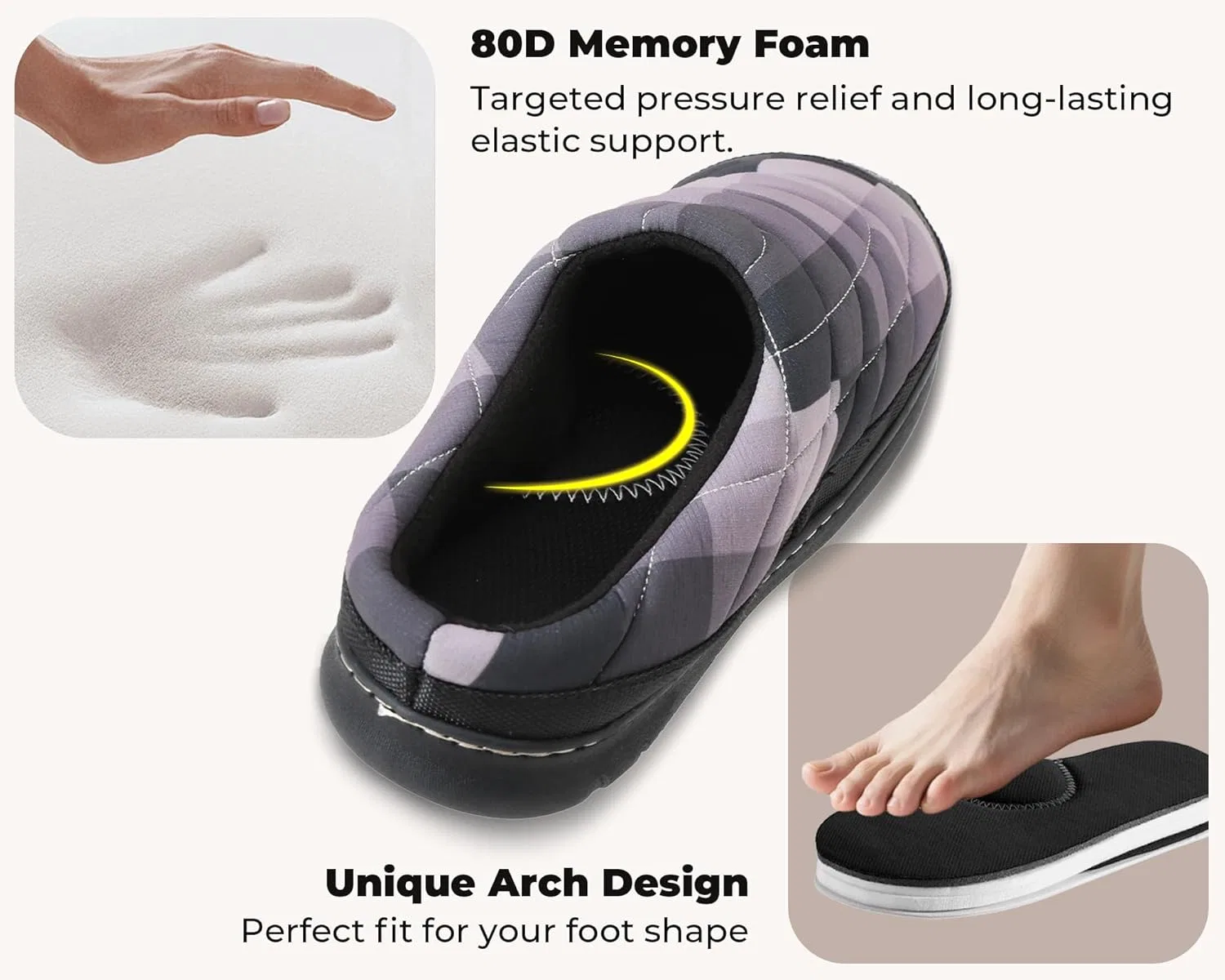 Тапочки с Coolmax, Memory Foam, Mauve & Black (open-back) AWFI — фото 4