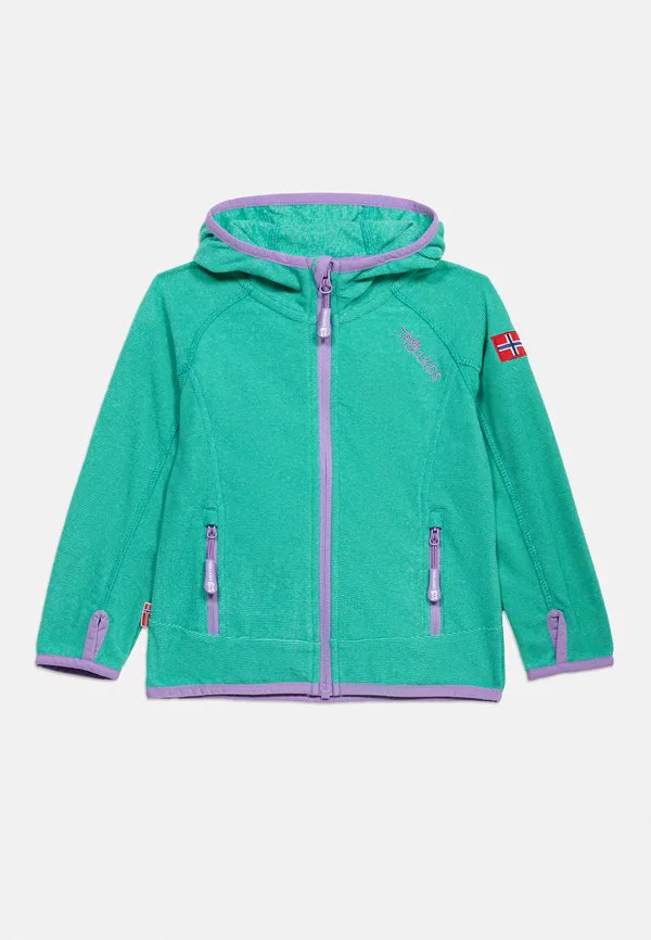 Детская куртка sandefjord, унисекс, флисовая куртка Trollkids, Aquamarine/Violet Sorbet — фото 3