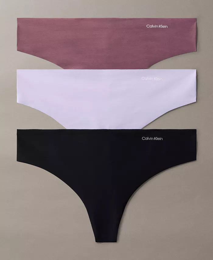 

Женские трусы-стринги Invisibles 3 шт. QD3558 Calvin Klein, коричневый/бежевый