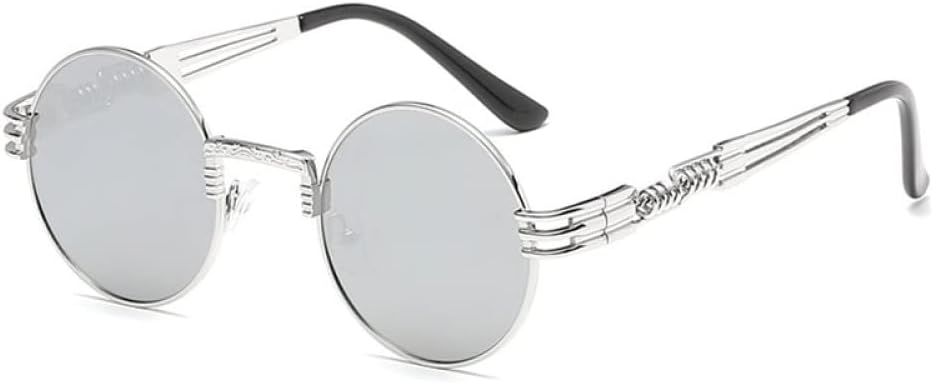 

Ретро-стимпанк круглые металлические солнцезащитные очки для мужчин и женщин с двойными пружинными дужками, цветные, с защитой от УФ-излучения UV400 LANGSER, N1 Silver Mercury