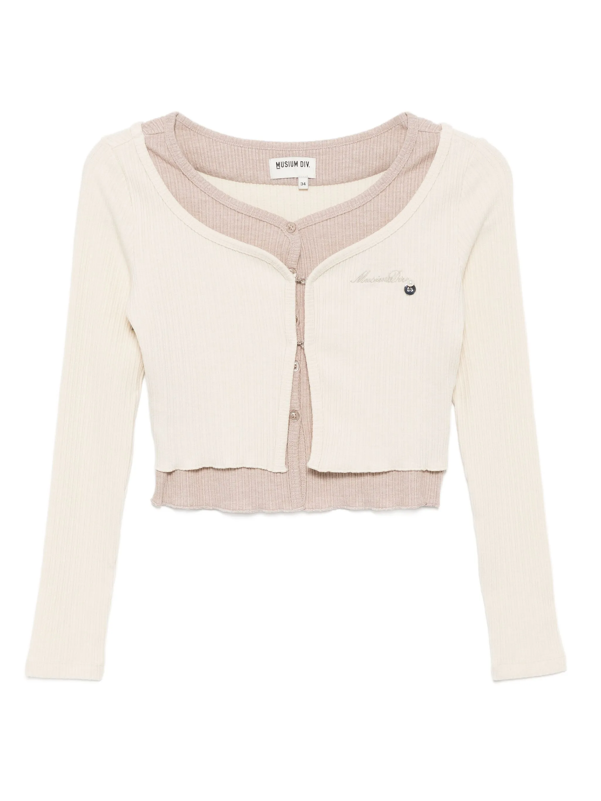 

Многослойный топ с вышитым логотипом Musium Div., бежевый