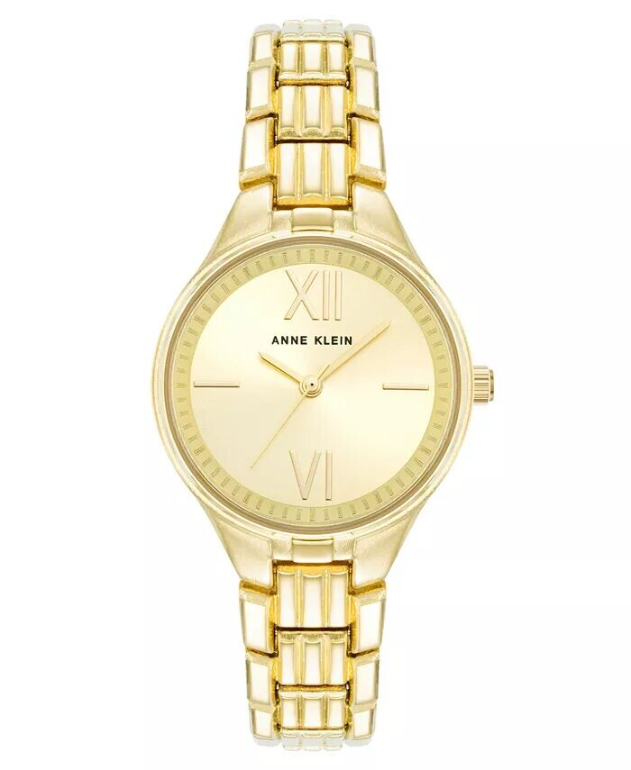

Женские кварцевые круглые часы из золотистого сплава, 28 мм Anne Klein, желтый
