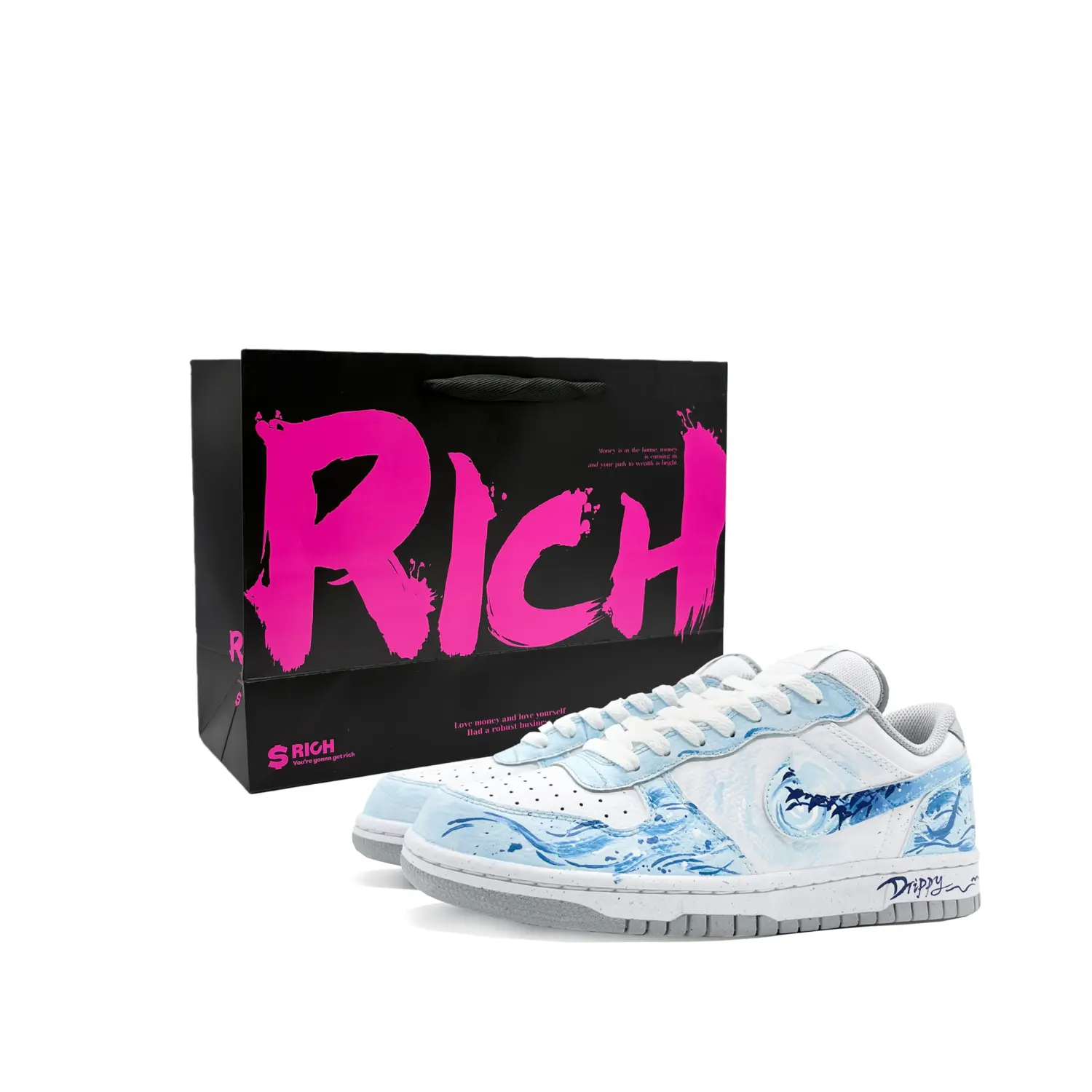 

Nike Big Low Lu Bai Bo Yun Rong, Кожаные кроссовки для скейтбординга с низким верхом, мужские, синие