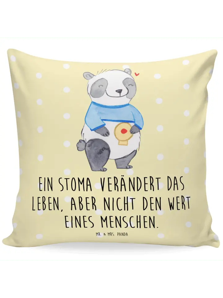 

Подушка Mr & Mrs Panda 40x40 Panda künstlicher Darmausgang, пастельно-желтый