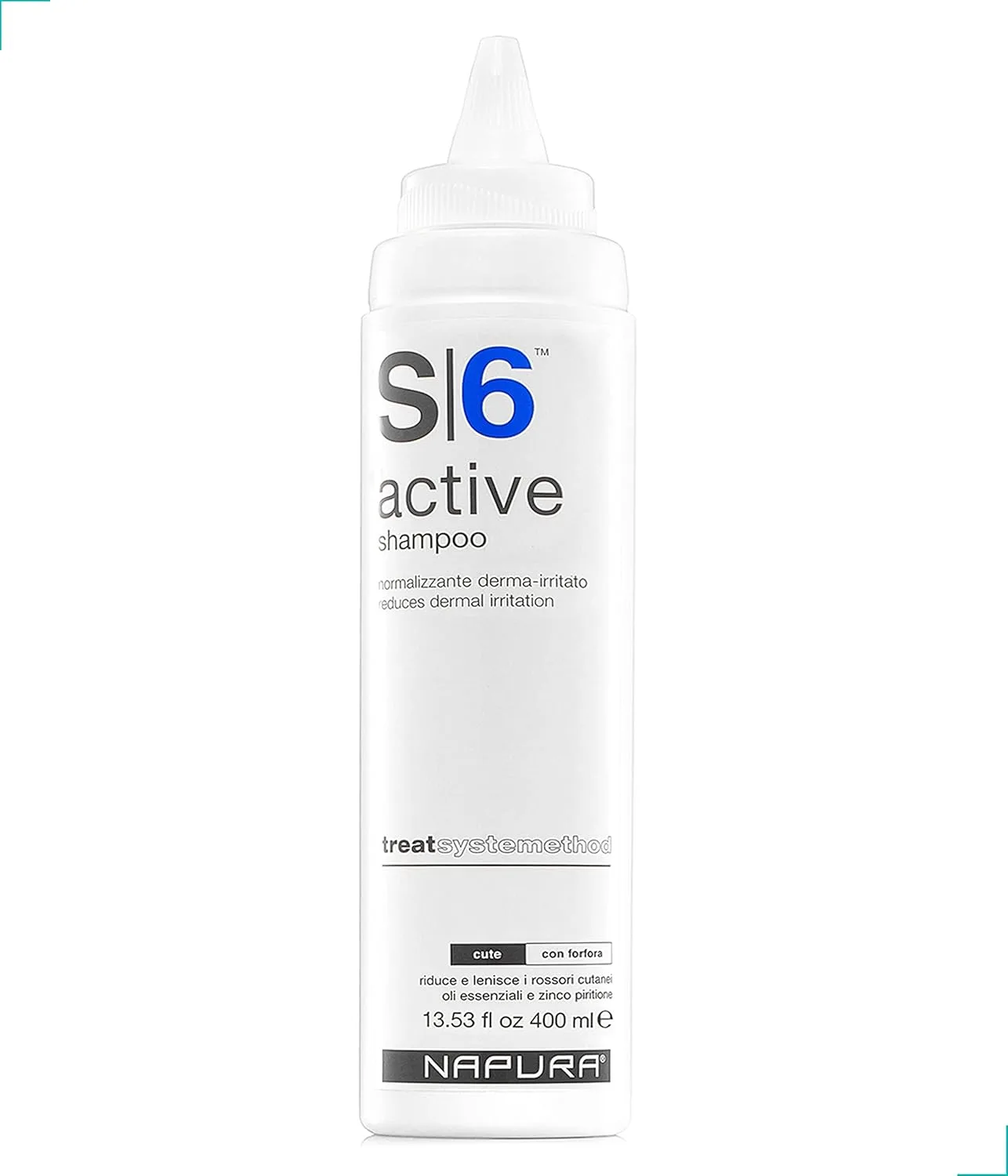 Профессиональный шампунь против перхоти NAPURA S6 Active с маслом чайного дерева, 1% цинка и 1% салициловой кислоты - натуральное средство от зуда кожи головы (413 мл) для мужчин и женщин.