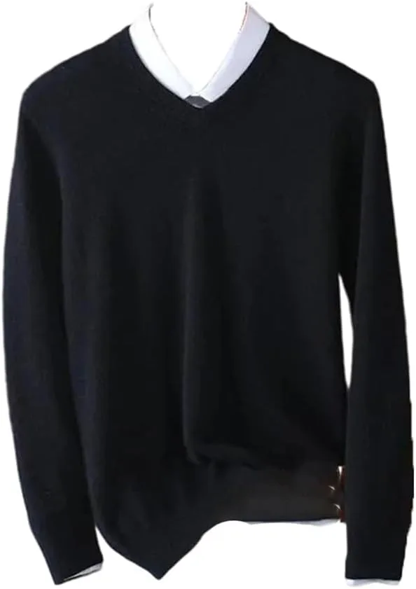 

Hamthuit мужской V-образный вырез длинный рукав вязаный мягкий круглый воротник повседневный пуловер мужской slim fit