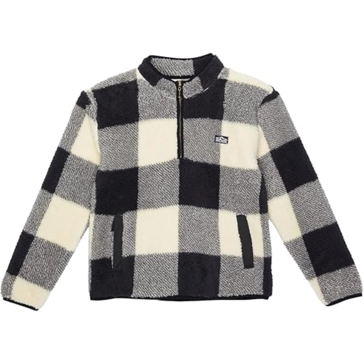 Детская толстовка Rip Curl New Wave в черную клетку из флиса с высоким воротником RED629 — фото 4