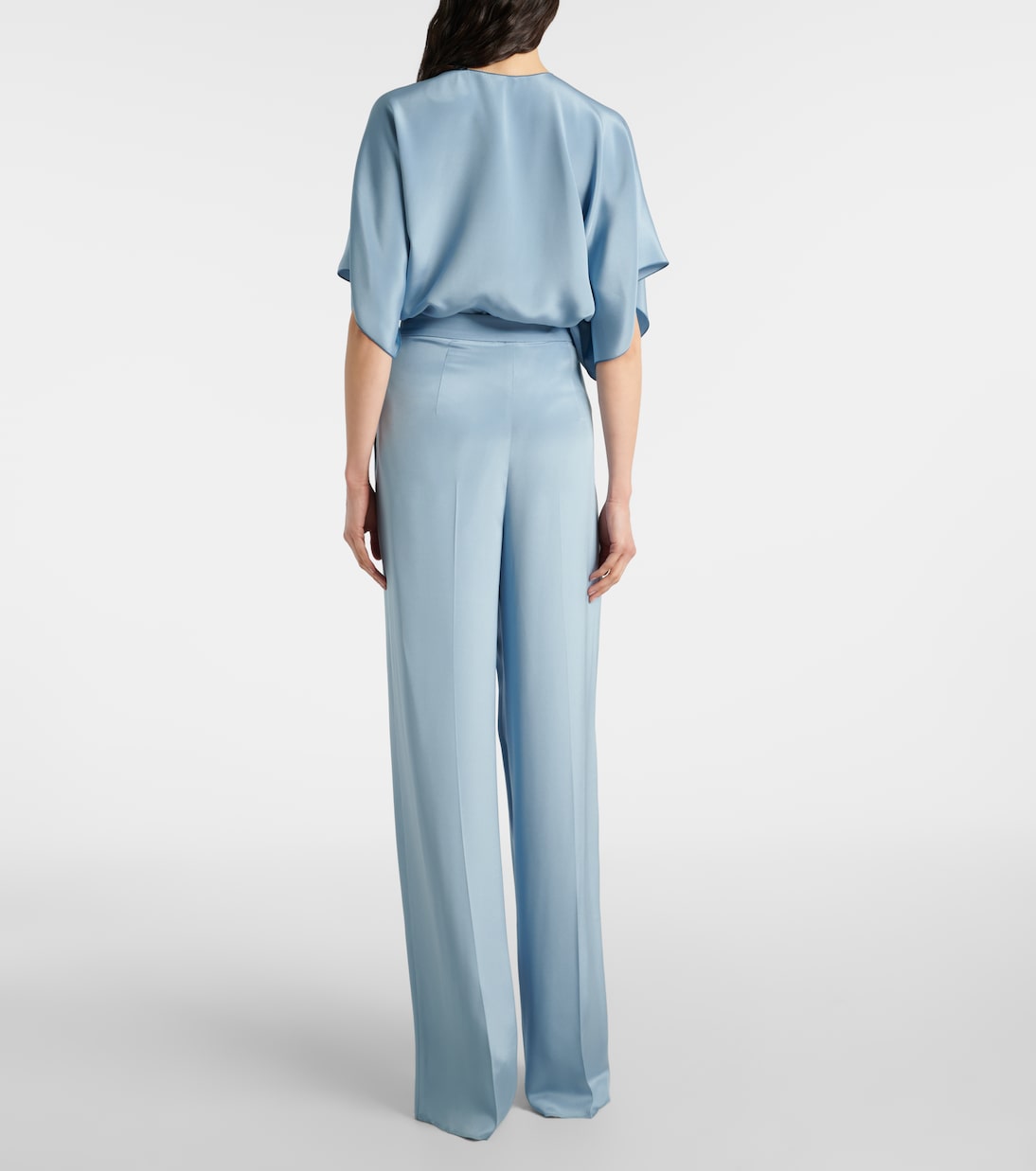 Широкие брюки из шелка Origano с высокой талией Max Mara, Glass Blue — фото 3