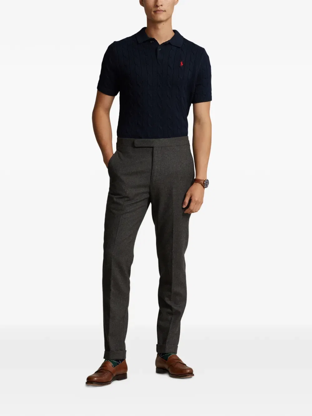 Поло с косами Polo Ralph Lauren, синий — фото 2