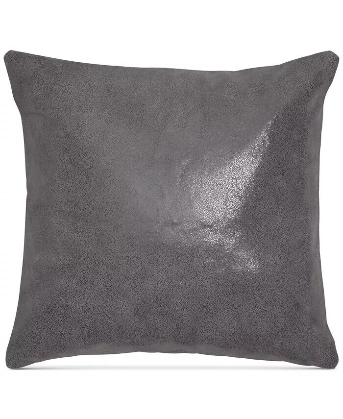 

Donna Karan Home Moonscape Двусторонняя кожаная угольная подушка 16 дюймов квадратная декоративная подушка Donna Karan New York, серый